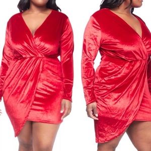Red Long Sleeve Plus Size Dress